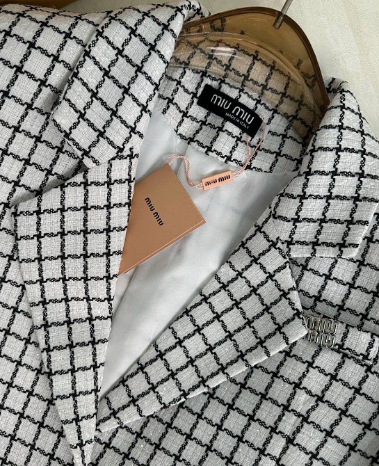 Женский костюм в клетку MIU MIU premium - White