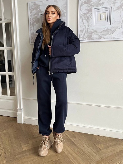 Женский костюм тройка на флисе Loewe Premium - Navy   