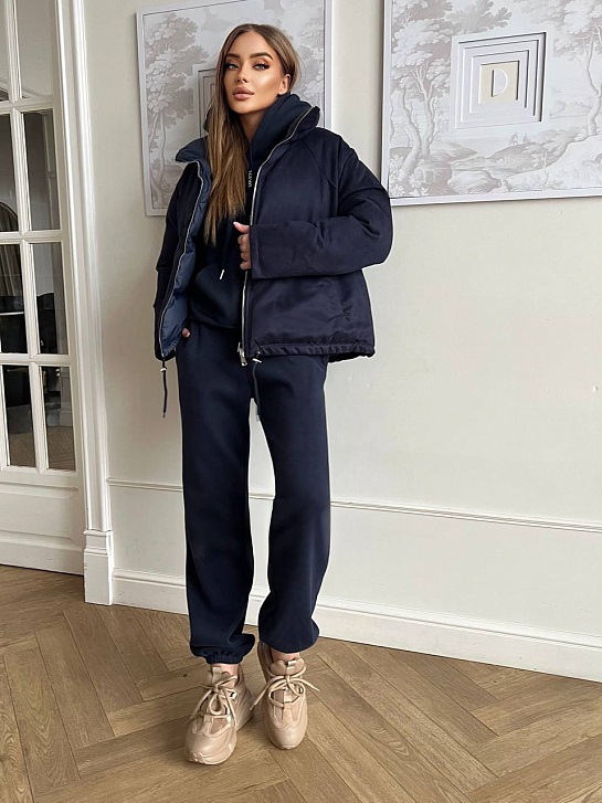 Женский костюм тройка на флисе Loewe Premium - Navy