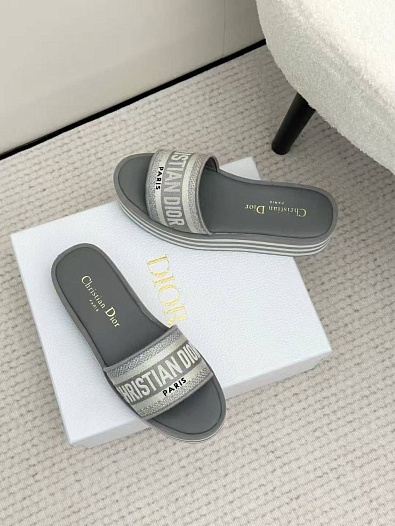 Женские шлёпанцы на платформе Dior Premium - Grey   