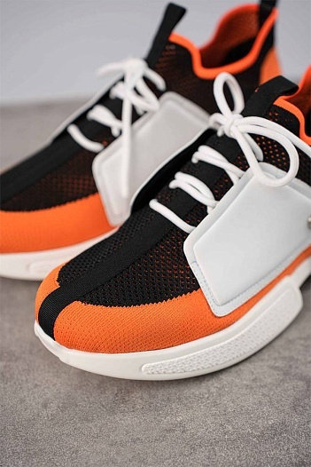 Мужские текстильные кроссовки Hermes Expert - Black / Orange   