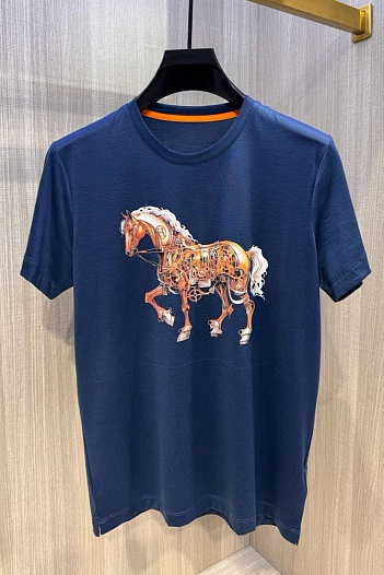 Футболка синего цвета Hermes Premium   