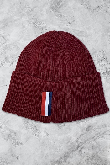 Мужская шапка бордового цвета Moncler logo-patch   