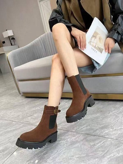 Женские замшевые сапоги Celine premium - Brown   