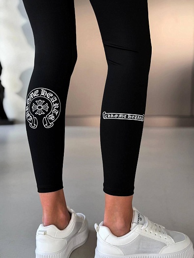 Женские черные леггинсы Chrome Hearts premium   