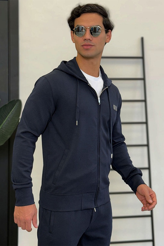 Кофта на молнии Dolce & Gabbana logo plaque - Navy