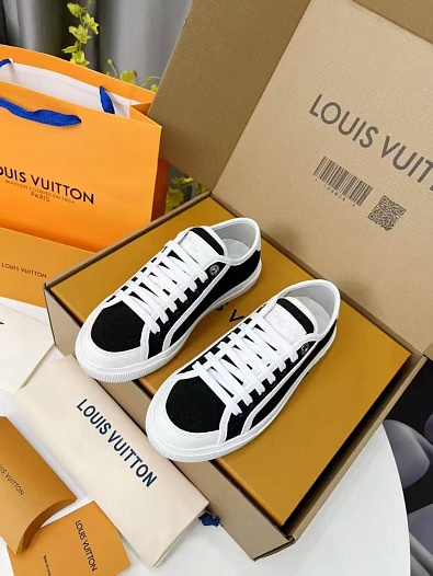 Женские комбинированные кеды Louis Vuitton Premium - Black   