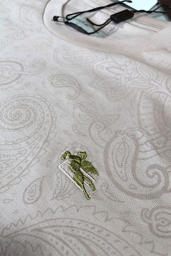 Бежевая мужская футболка Etro embroidered-logo   