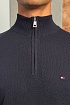 Тёмно-синий джемпер Tommy Hilfiger Zip Neck logo-embroidered