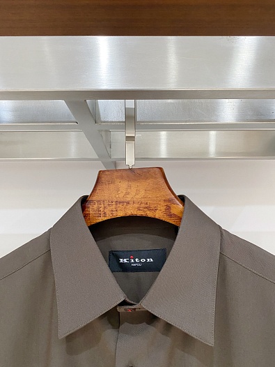 Мужская коричневая рубашка Kiton premium   