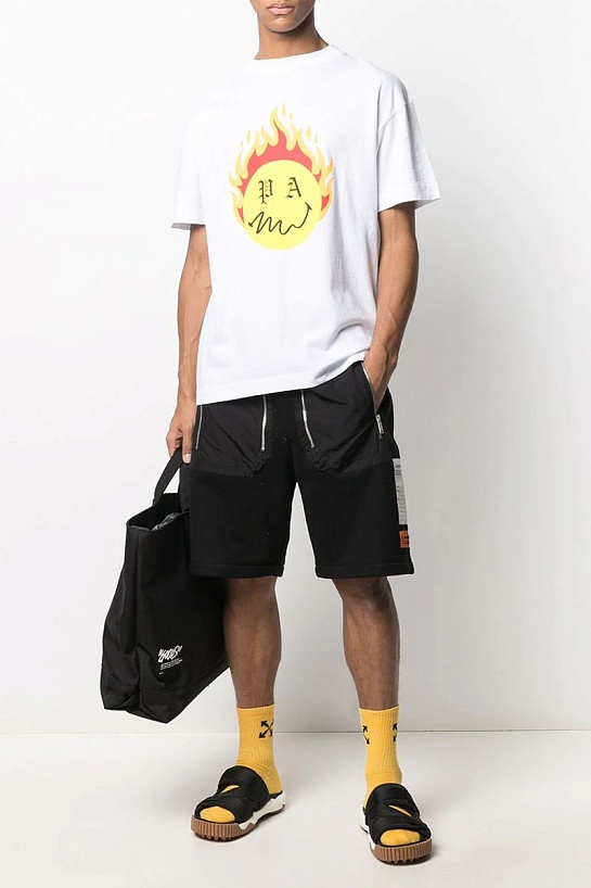 Оверсайз футболка Palm Angels "Burning Head" - White