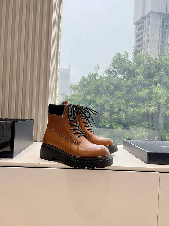 Женские коричневые ботинки Prada Premium