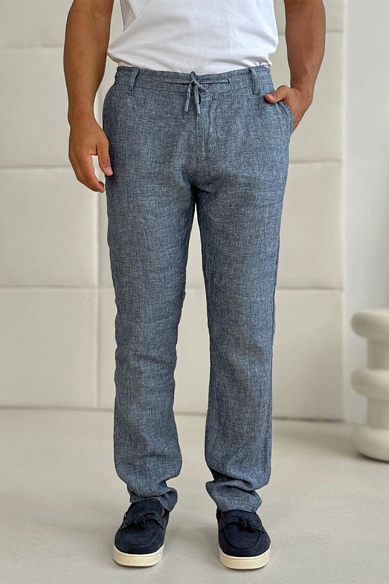 Льняные штаны синего цвета Loro Piana