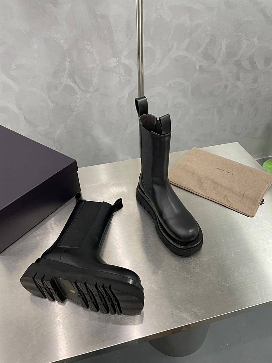 Женские кожаные ботинки Bottega Veneta Premium - Black