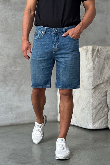 Синие джинсовые шорты Hugo Boss relaxed fit   