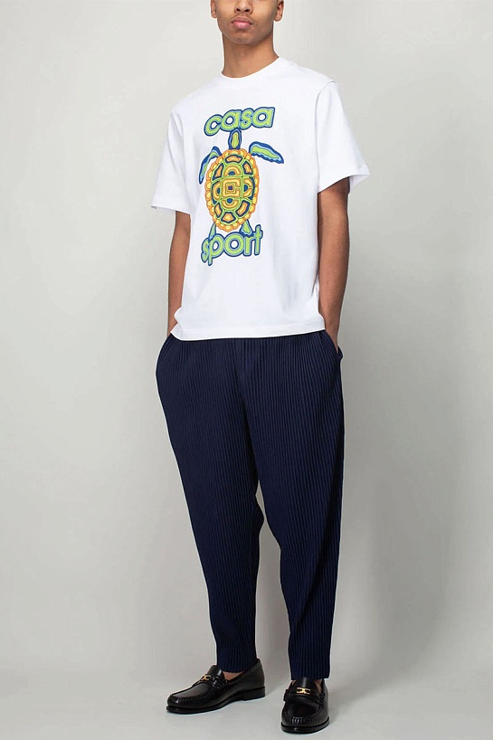 Мужская белая футболка Casablanca Turtle