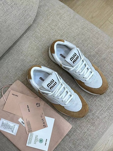 Женские кроссовки MIU MIU Premium - Grey / Brown   