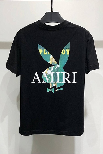 Чёрная оверсайз футболка Amiri Playboy Bunny   
