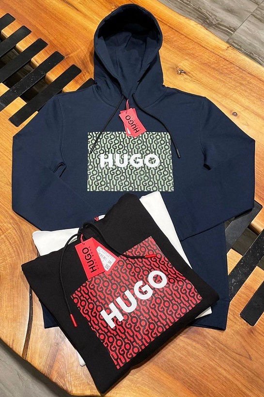Белое мужское худи Hugo Boss Dreeman logo-print