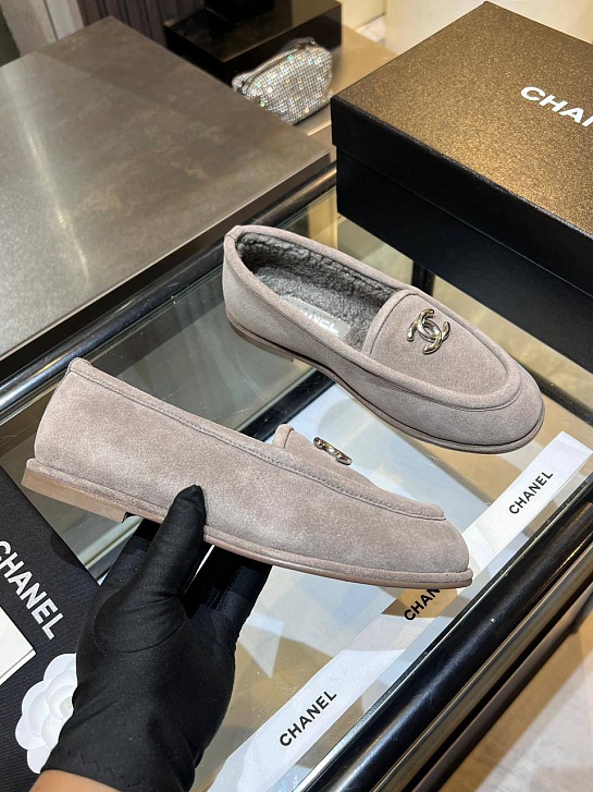 Женские замшевые лоферы Chanel premium