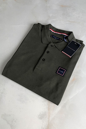Классическое мужское поло Tommy Hilfiger зелёного цвета   