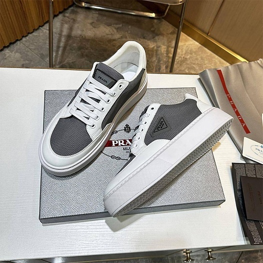 Мужские кроссовки Prada logo-plaque - White / Grey   