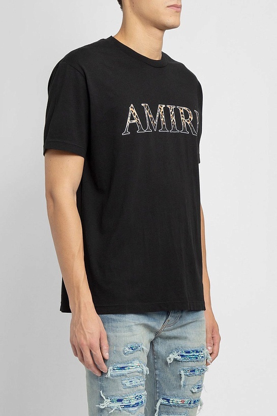 Чёрная оверсайз футболка Amiri leopard-print