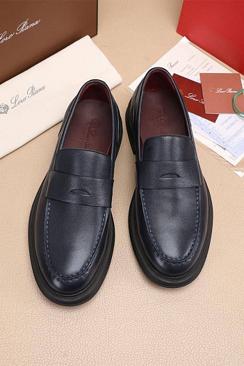 Кожаные лоферы Loro Piana Travis - Navy   
