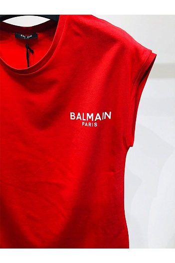 Женская футболка Balmain Paris - Red   