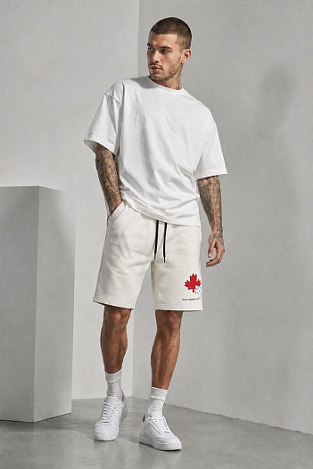 Белые мужские шорты Dsquared2 maple leaf-print   