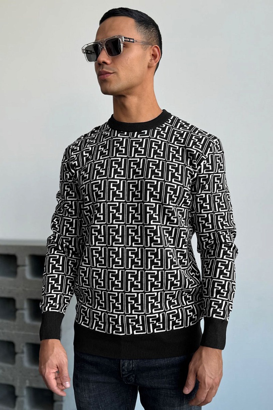 Чёрный джемпер Fendi FF Monogram