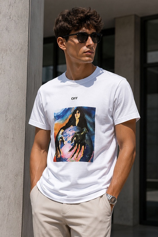 Мужская белая футболка Off-White