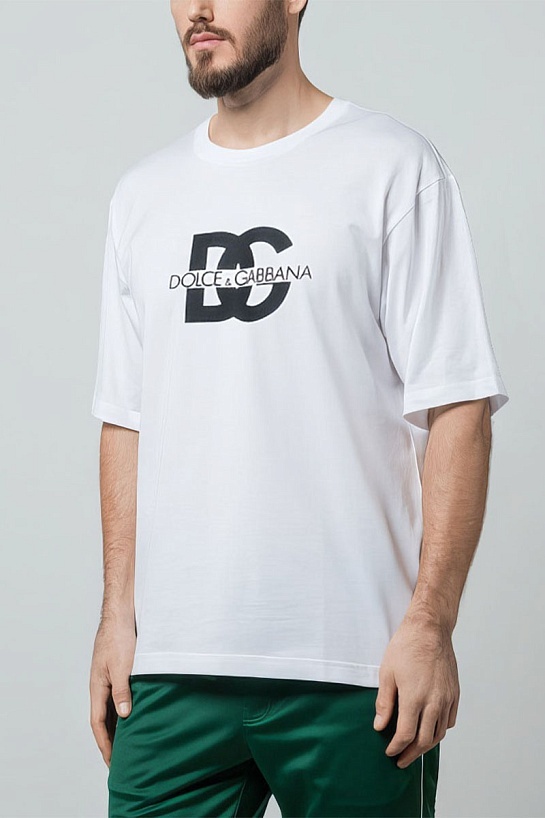 Мужская белая футболка Dolce & Gabbana logo-print