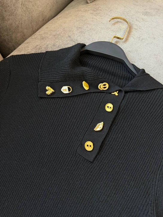 Женский трикотажный лонгслив Schiaparelli premium - Black