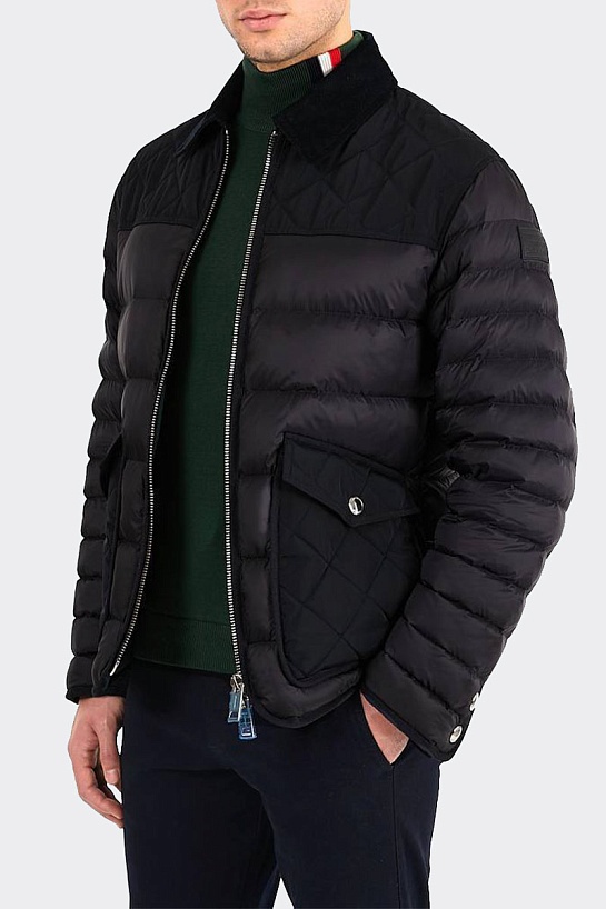 Тёмно-синяя пуховая куртка Burberry London England logo-patch