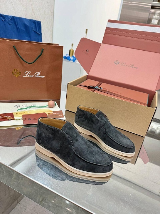 Женские замшевые лоферы Loro Piana premium - Grey