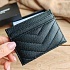 Кожаный чёрный кардхолдер Yves Saint Laurent 10.5x7.8 см