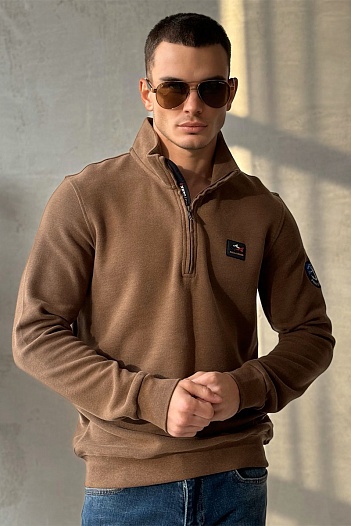 Кофта с высоким горлом Paul & Shark logo-patch - Brown   