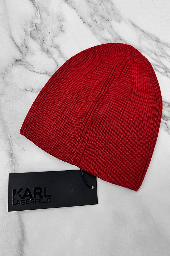 Мужская шапка красного цвета Karl Lagerfeld logo-patch