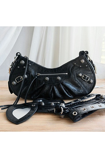 Кожаная сумка Balenciaga Le Cagole Small - Black 40x16 см   