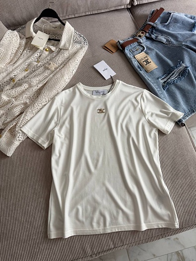 Женская белая футболка Celine premium   