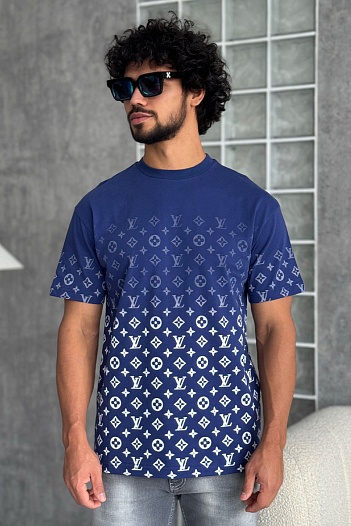 Футболка тёмно-синего цвета Louis Vuitton Monogram Gradient   