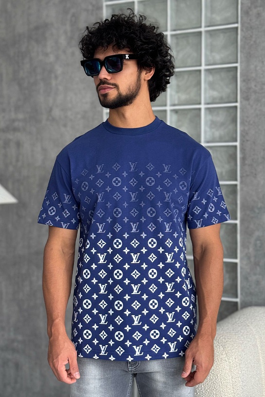 Футболка тёмно-синего цвета Louis Vuitton Monogram Gradient