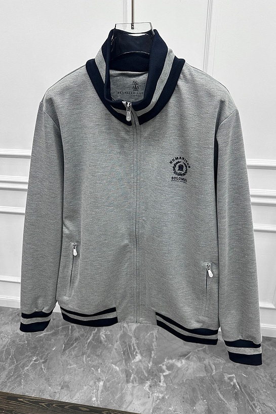 Кофта на молнии Brunello Cucinelli серого цвета