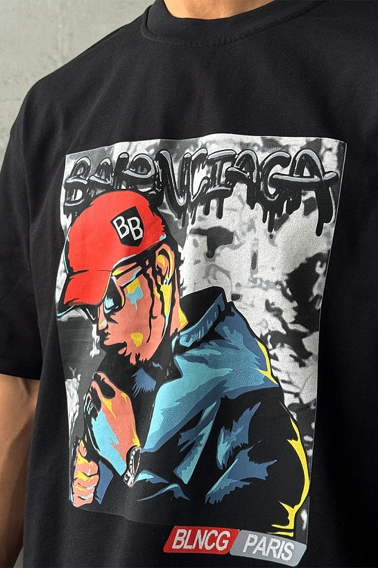 Чёрная оверсайз футболка Balenciaga