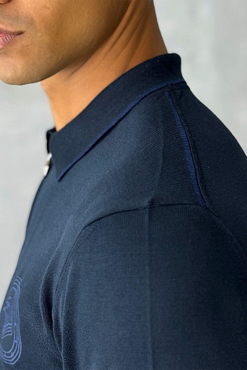 Мужское поло Stefano Ricci Eagle zip-neck - Navy   