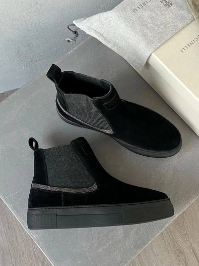 Женские замшевые ботинки Brunello Cucinelli Premium - Black   