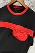 Чёрная оверсайз футболка Prada Chest Bag