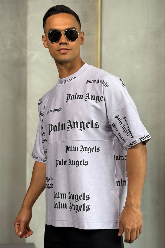 Светло-фиолетовая оверсайз футболка Palm Angels Ultra Logo