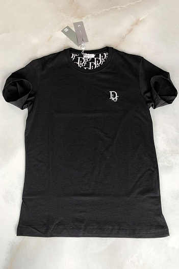 Чёрная мужская футболка Dior embroidered logo   